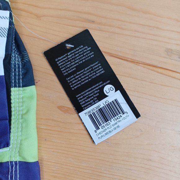 NEW! Rip zone Men’s Swim Trunks Purple/ Lime/ Black Checkered (3599 - Picture 2 of 9